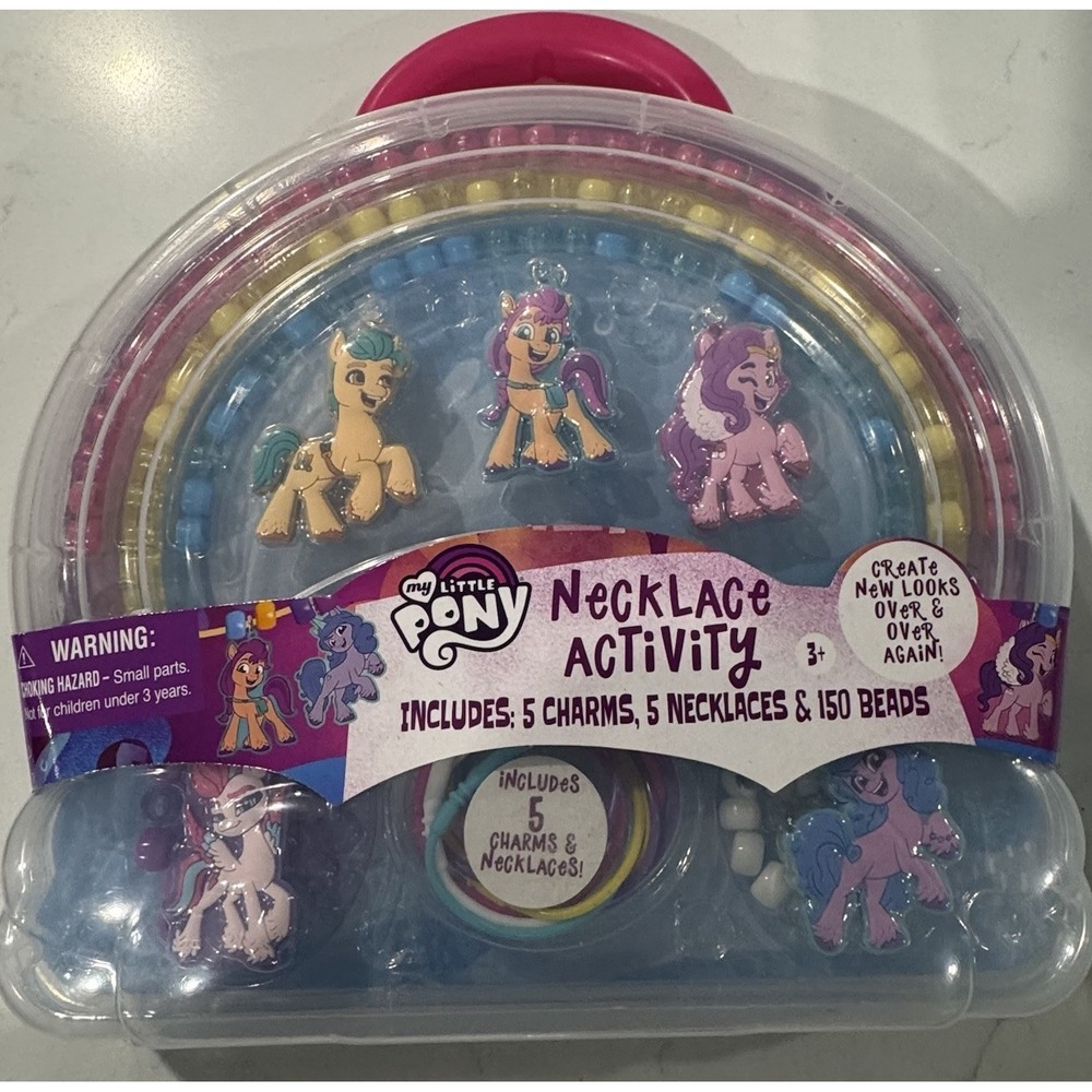 Hasbro My Little Pony Necklace Activity Kit 5 charms/necklaces 150 beads NWT
